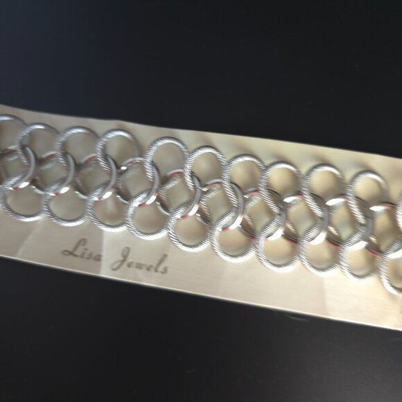 Vintage 80's Lisa Jewels Silver Chain Link Bracelet With Toggle Clasp - Picture 5 of 8